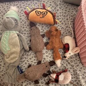 Amazon Plush Small Pet Toy Set - Gray, Brown, Tan, Orange, Cream